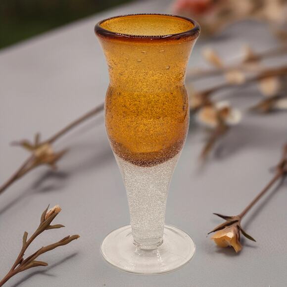 Rare Artland Hand-Blown Amber Bubble Glass 4oz Liqueur Glass or Bud Vase - Picture 1 of 8